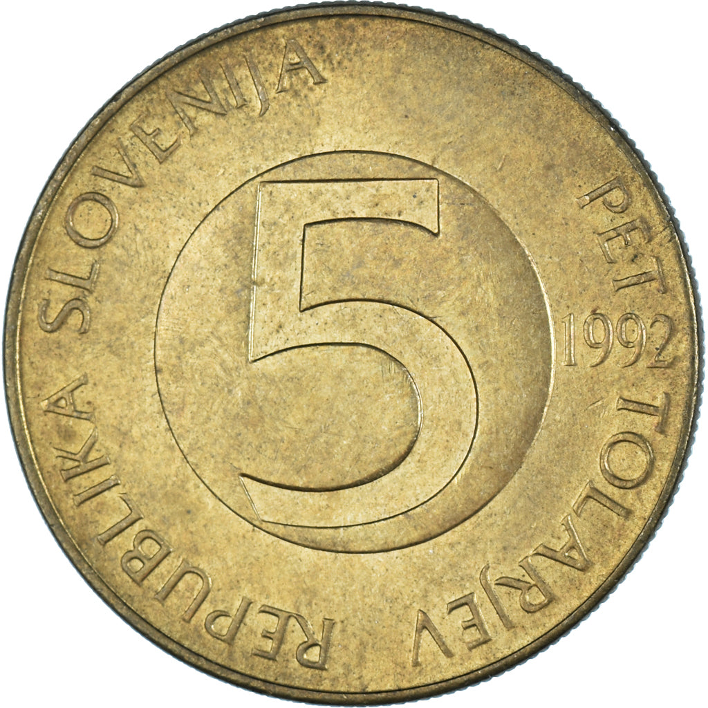 Monnaie, Slovénie, 5 Tolarjev, 1992