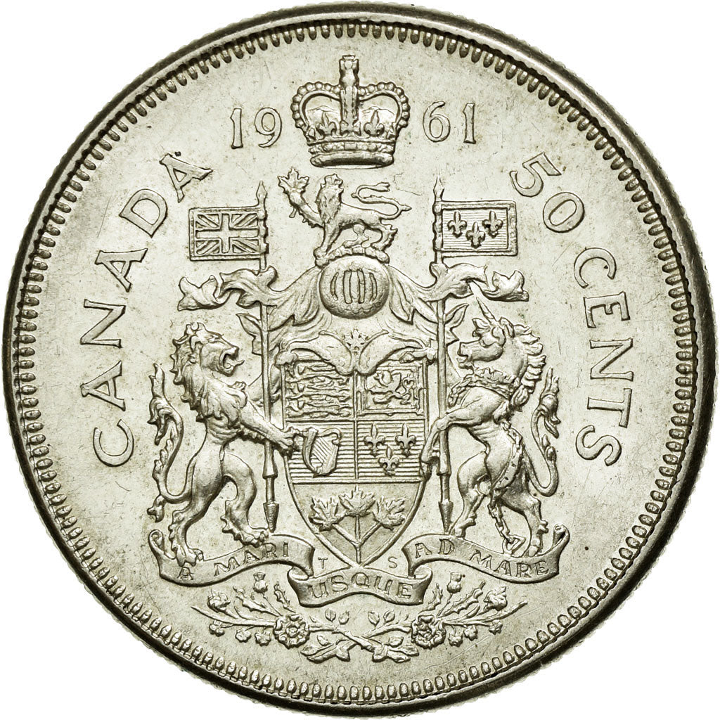 Coin, Canada, Elizabeth II, 50 Cents, 1961, Royal Canadian Mint, Ottawa