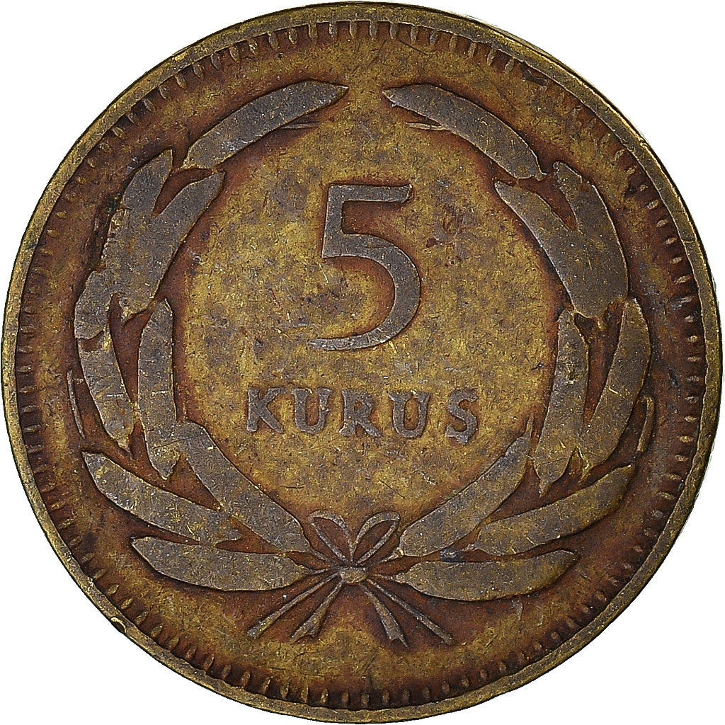 Moeda, Turquia, 5 Kurus, 1949