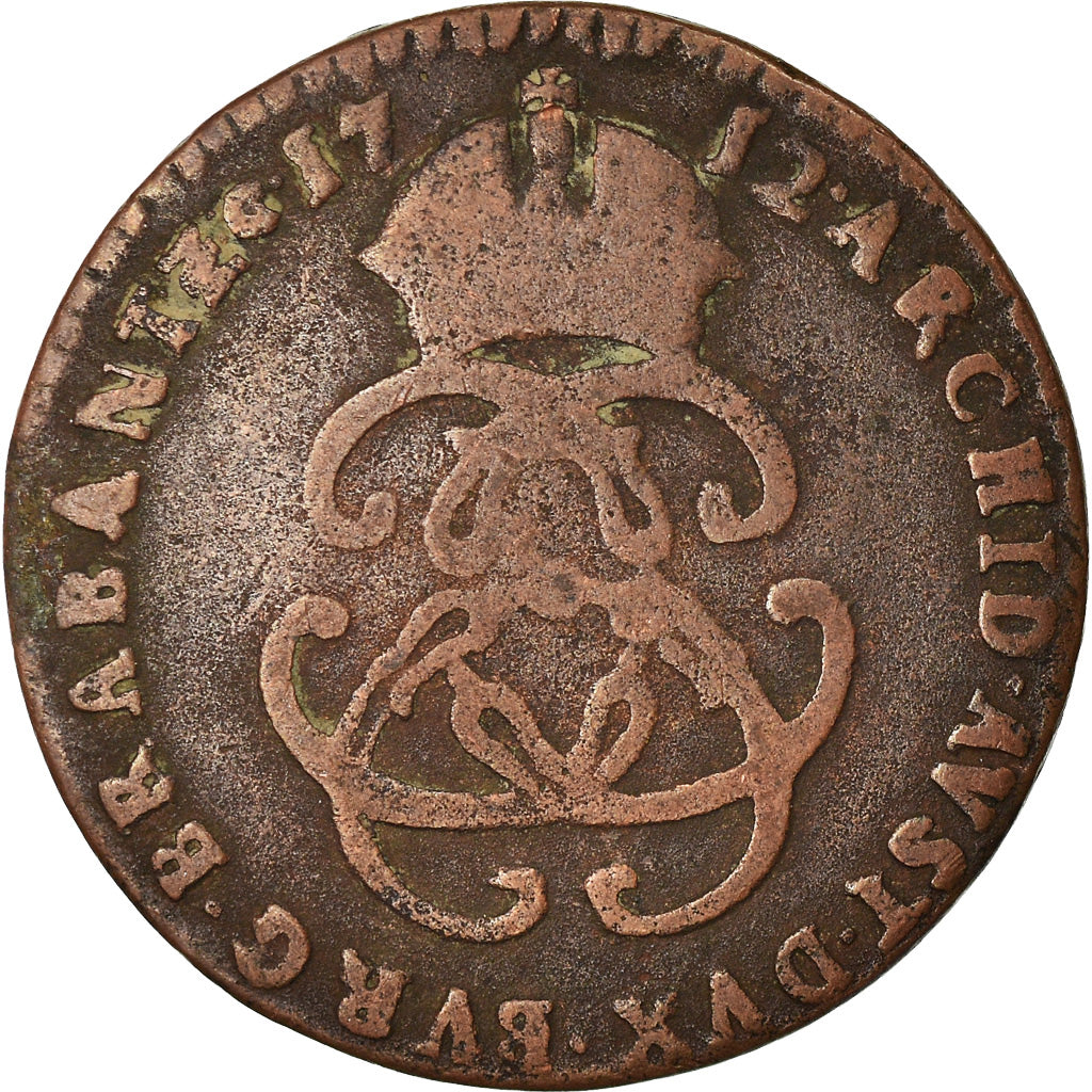 Coin, AUSTRIAN NETHERLANDS, Liard, 1712, Brussels, VF(30-35), Copper