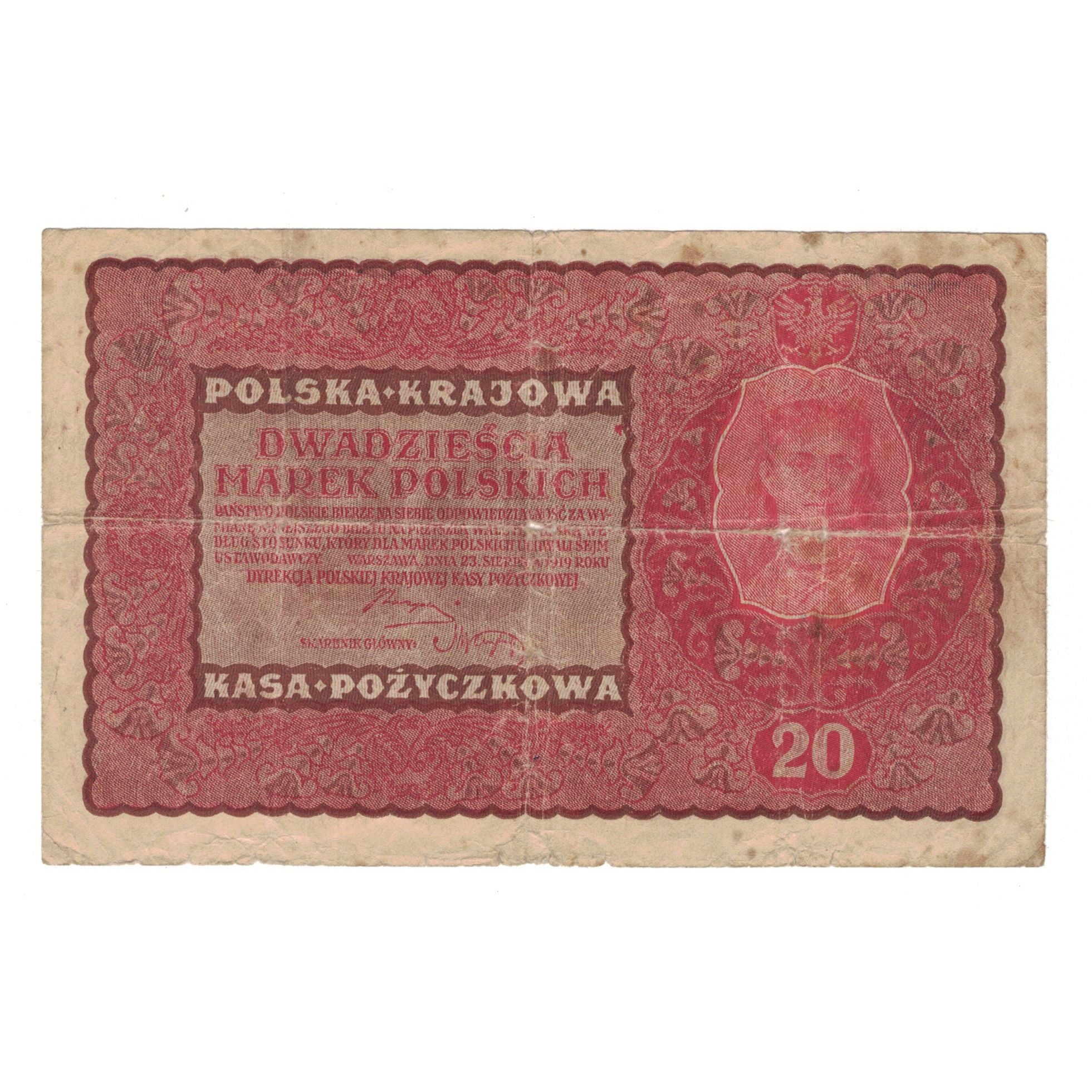 Banknote, Poland, 20 Marek, 1919, 1919-08-23, KM:26, VF(30-35)