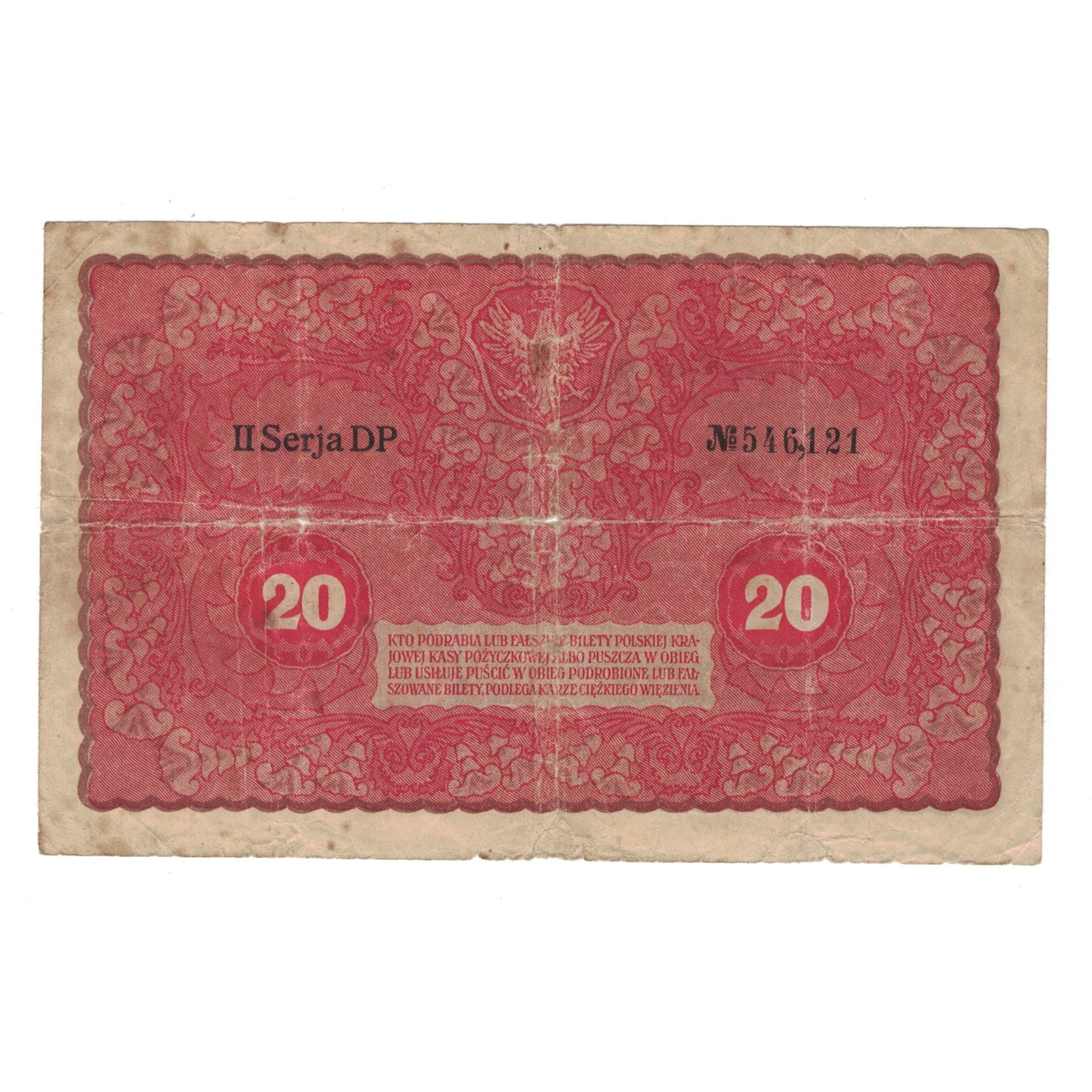 Banknote, Poland, 20 Marek, 1919, 1919-08-23, KM:26, VF(30-35)