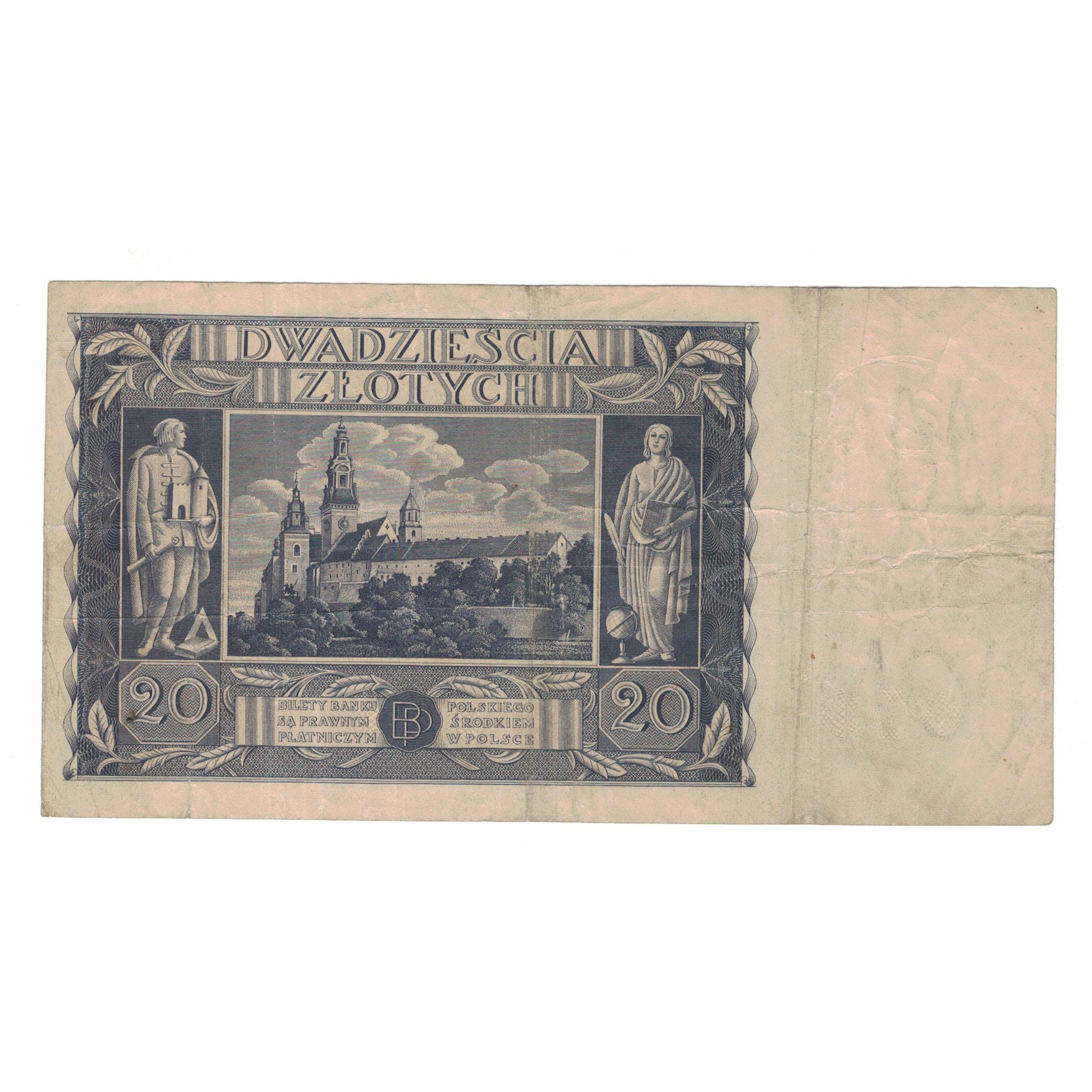 Banconote, Polonia, 20 Zlotych, 1936, 1936-11-11, KM:77, MB+