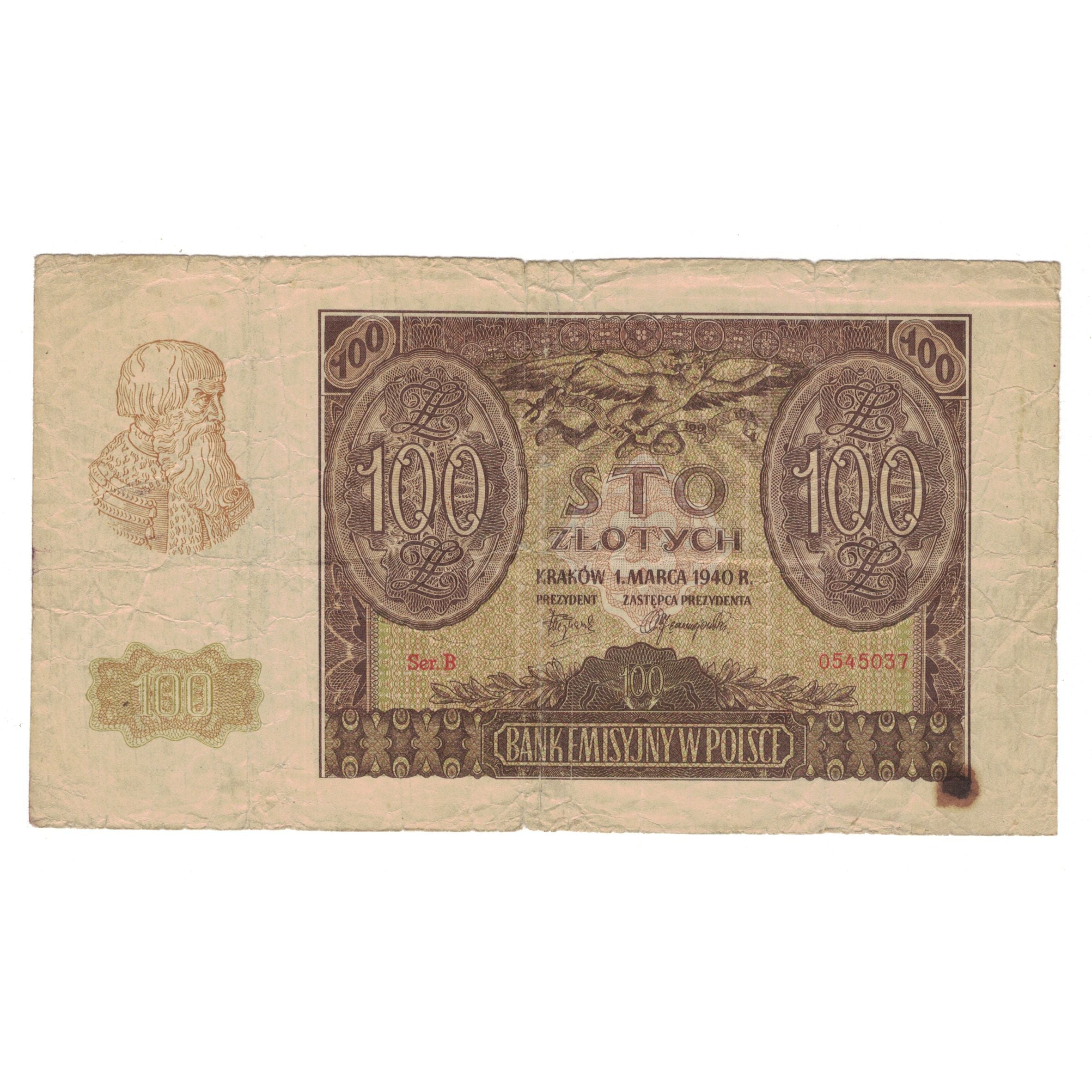 Banknote, Poland, 100 Zlotych, 1940, 1940-03-01, KM:97, VF(20-25)