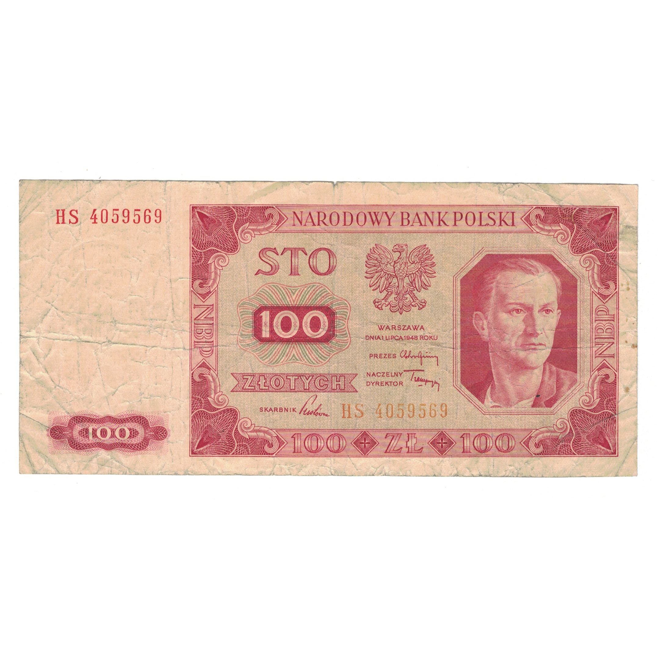 Nota, Polónia, 100 Zlotych, 1948, 1948-07-01, KM:139a, VF(30-35)