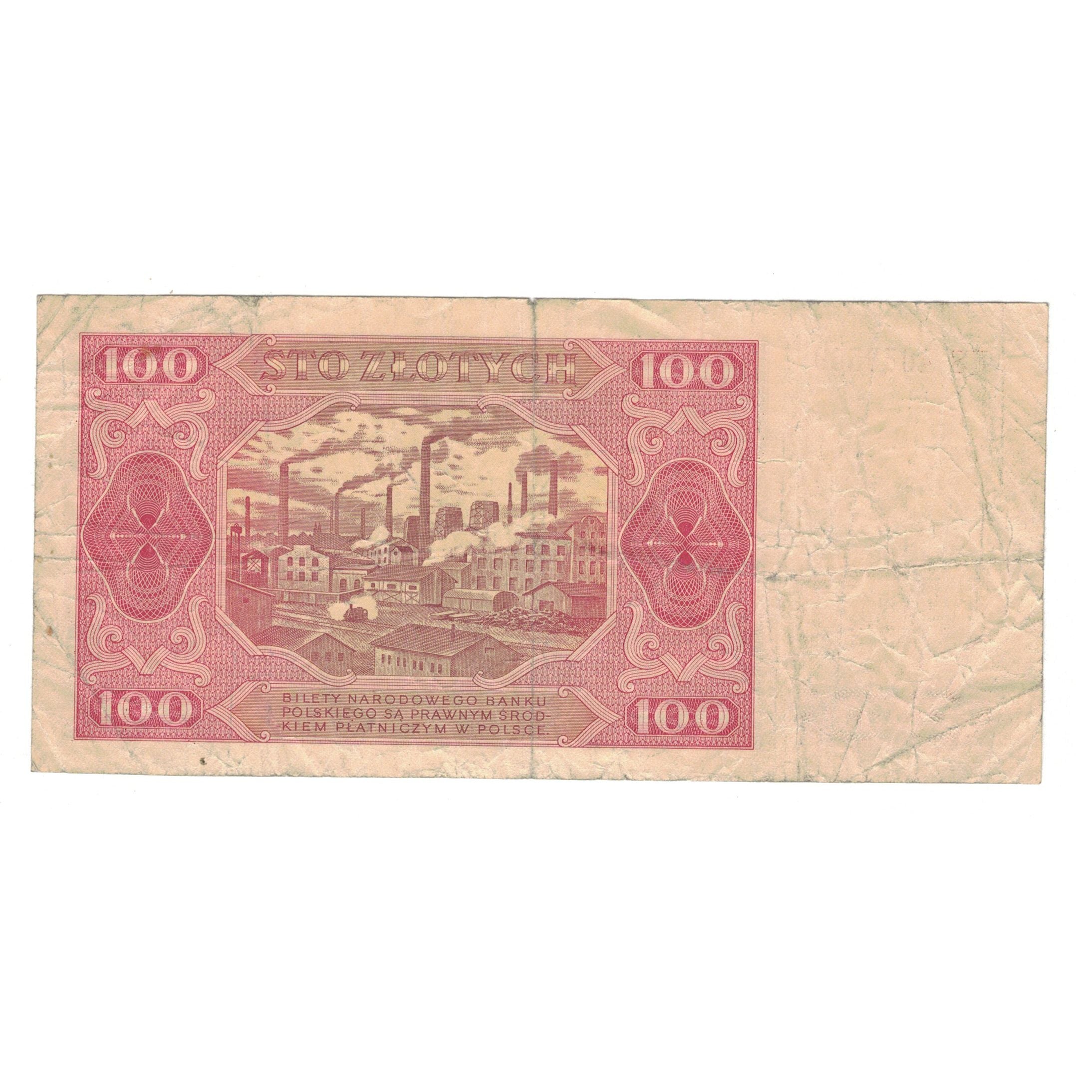 Nota, Polónia, 100 Zlotych, 1948, 1948-07-01, KM:139a, VF(30-35)