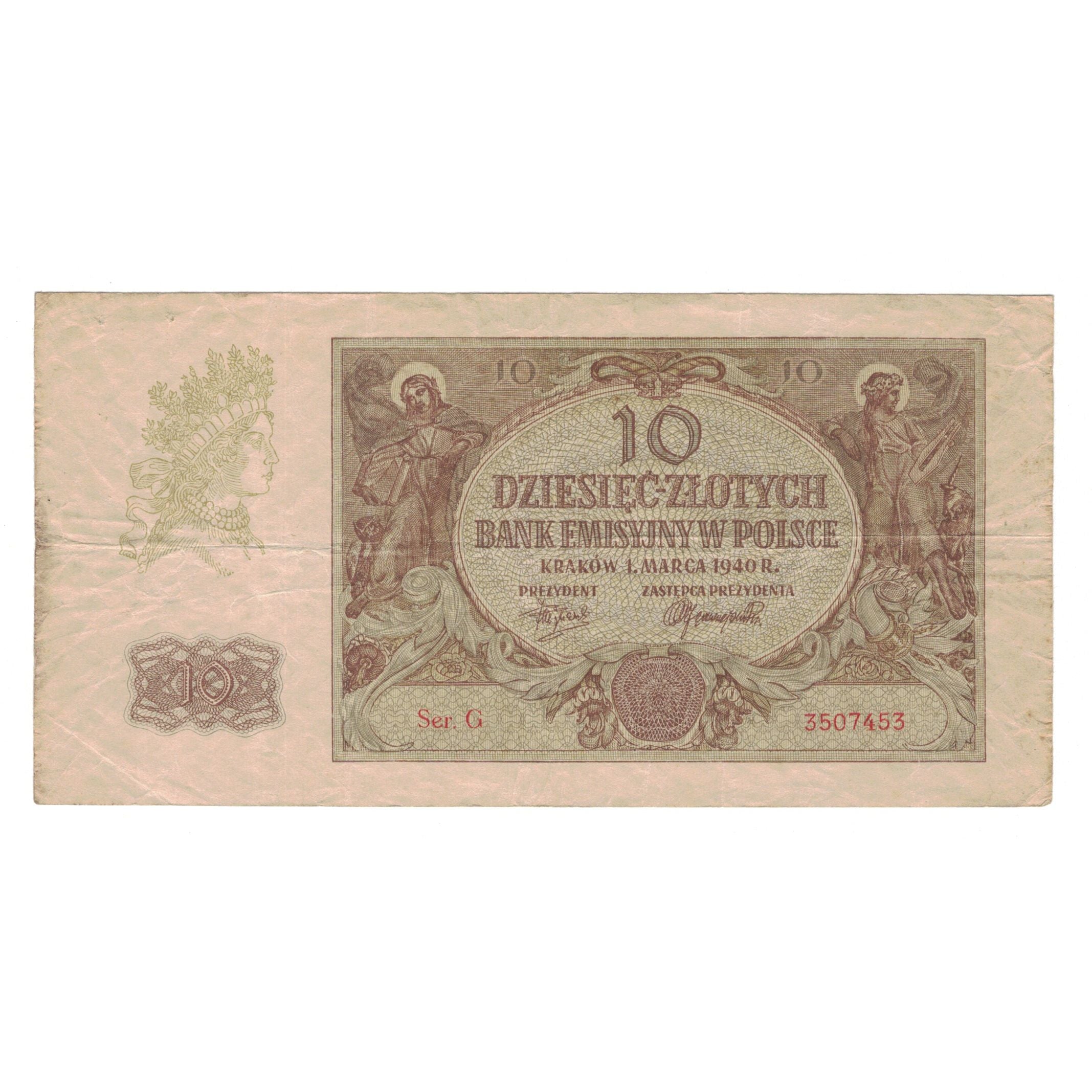 Banknote, Poland, 10 Zlotych, 1940, 1940-03-01, KM:94, VF(30-35)
