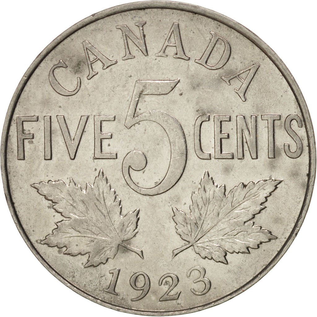 Canada 5 Cents 1923 Royal Canadian Mint KM:29 AU(50-53) Nickel 21.2
