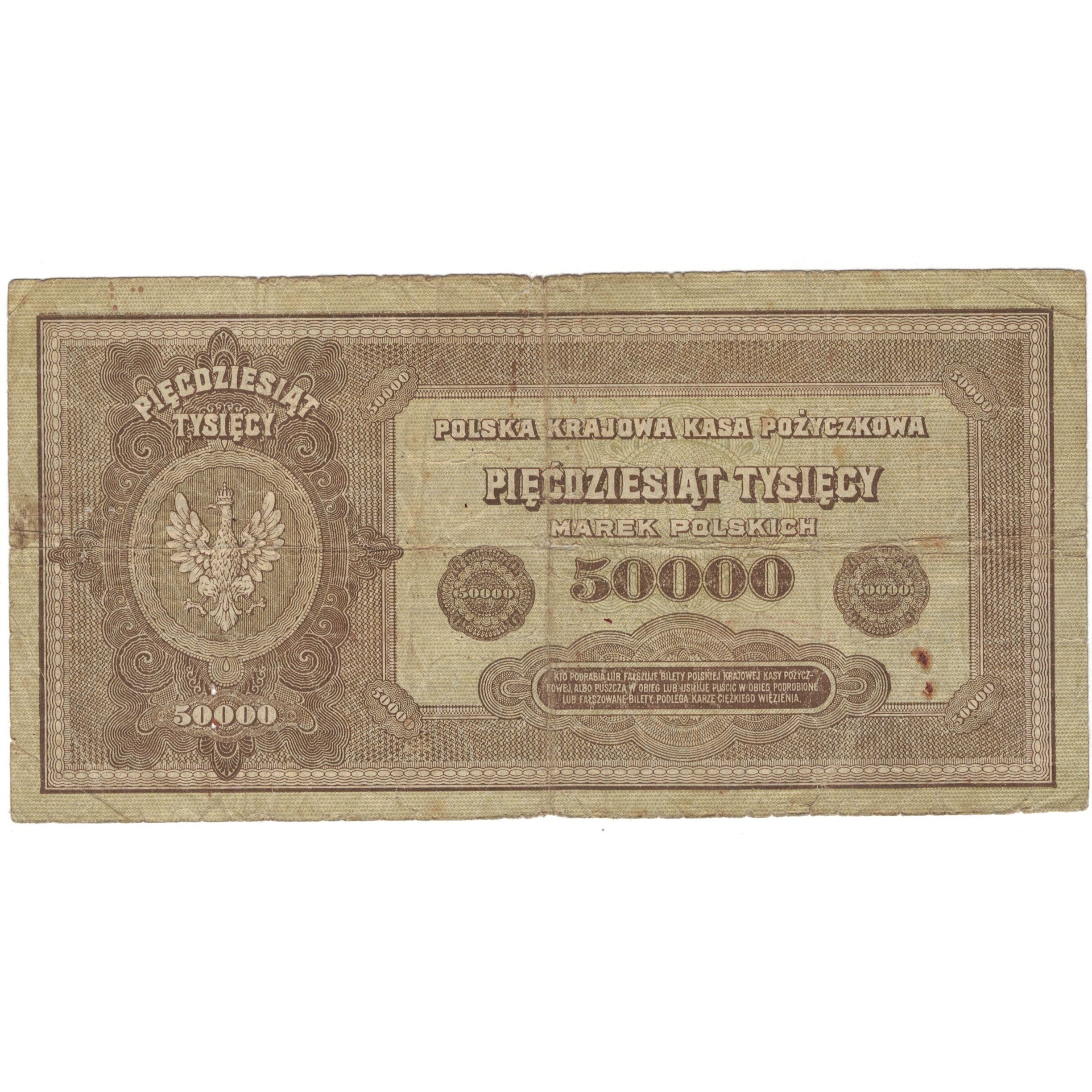 Banconote, Polonia, 50,000 Marek, 1922, 1922-10-10, KM:33, MB+
