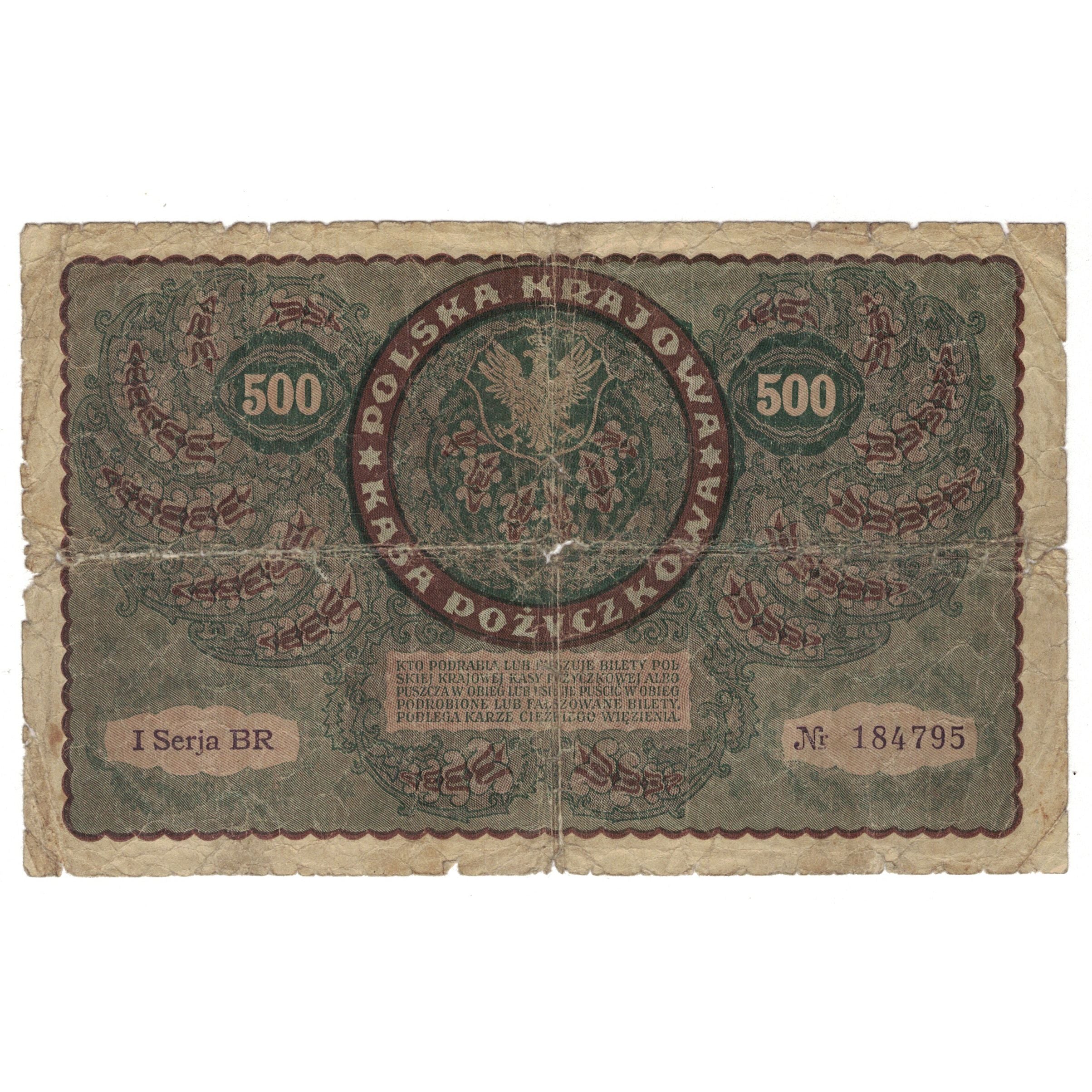Banknote, Poland, 500 Marek, 1919, 1919-08-23, KM:28, VG(8-10)