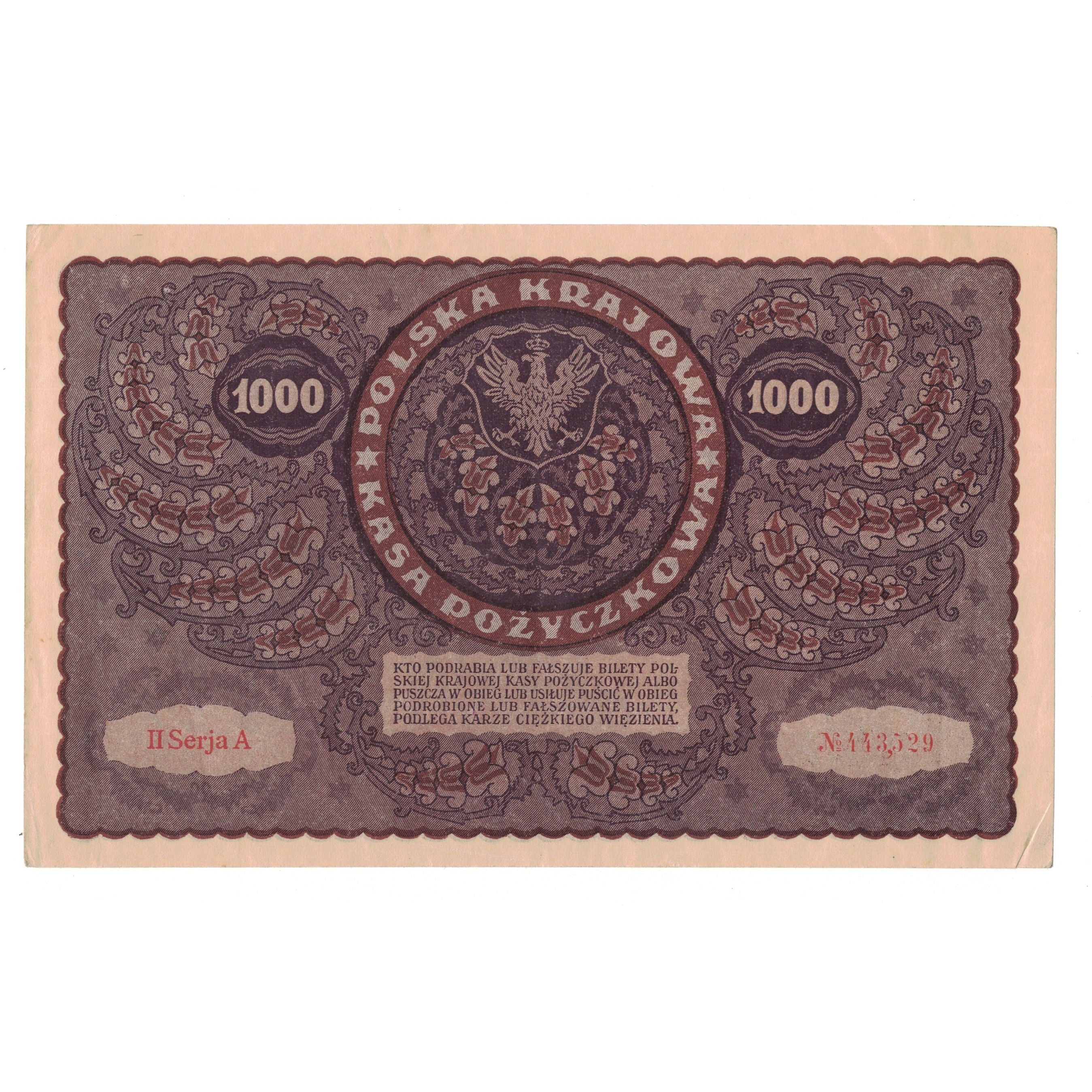 Banknote, Poland, 1000 Marek, 1919, 1919-08-23, KM:29, AU(50-53)