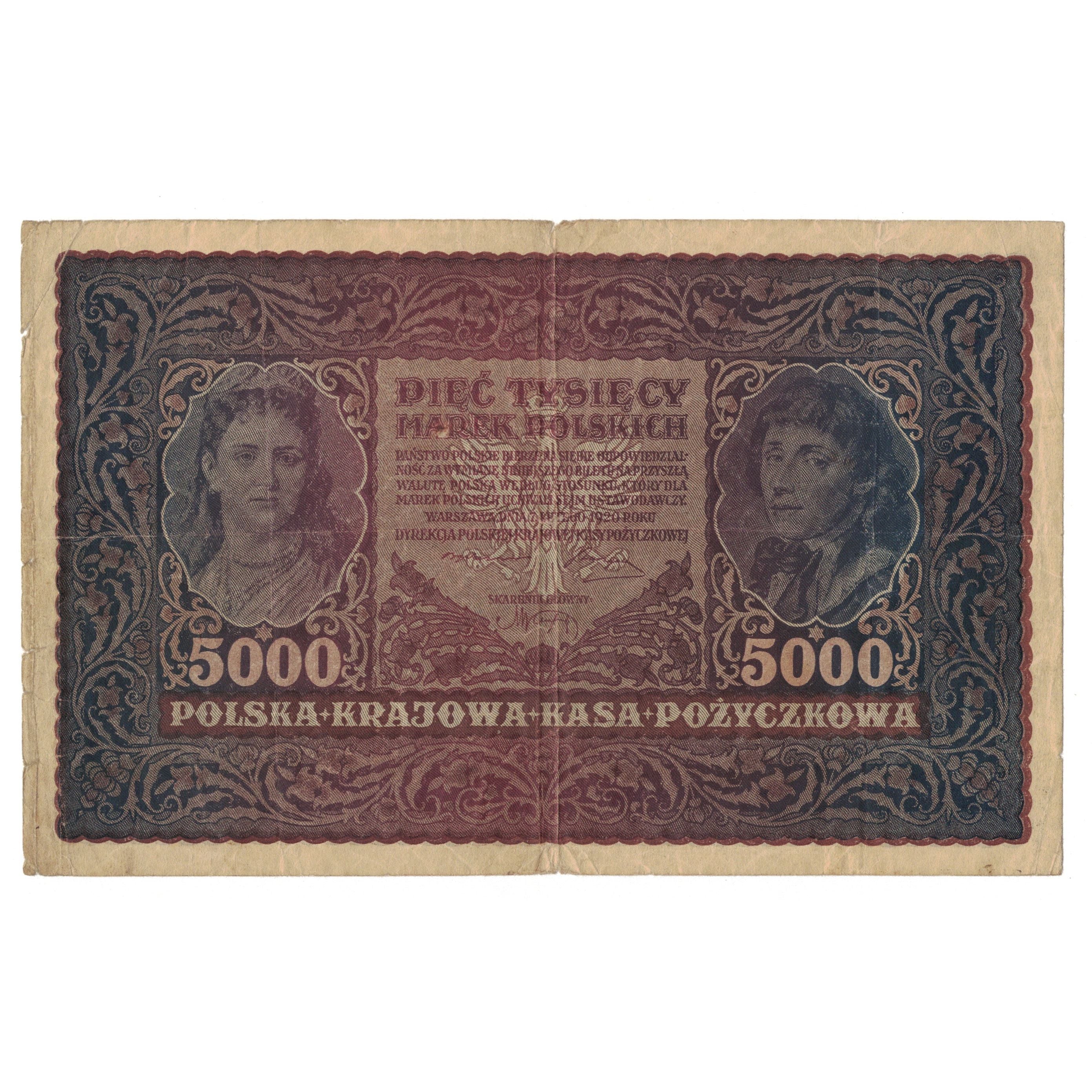 Banknote, Poland, 5000 Marek, 1920, 1920-02-07, KM:31, VF(30-35)