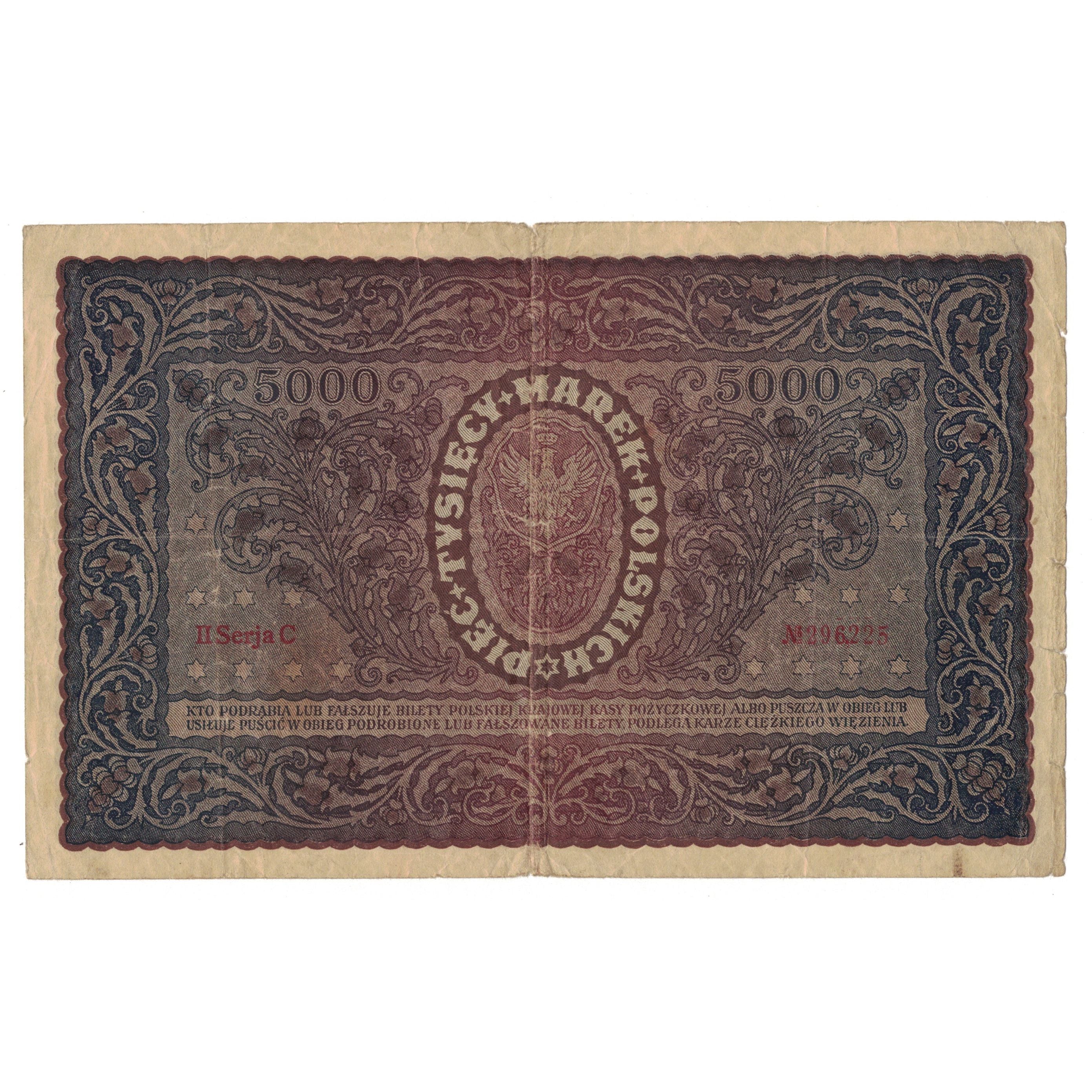 Banknote, Poland, 5000 Marek, 1920, 1920-02-07, KM:31, VF(30-35)