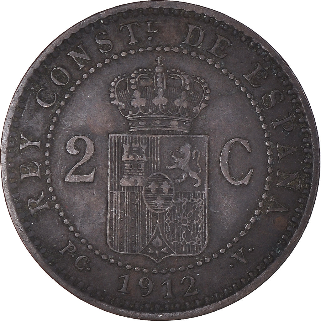 Monnaie, Espagne, 2 Centimos, 1912