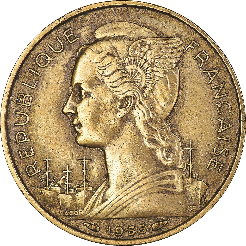 Moneta, Reunion, 20 Francs, 1955