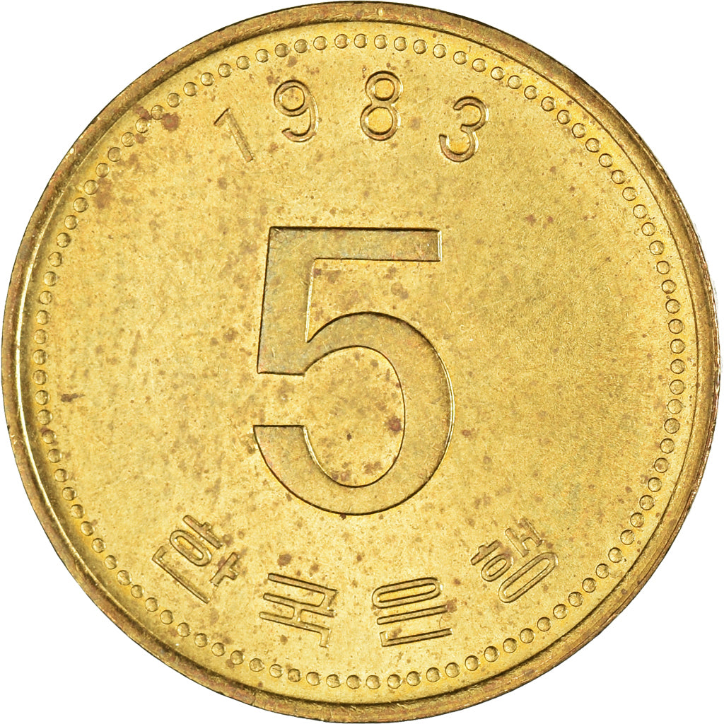 Moeda, COREIA - SUL, 5 Won, 1983