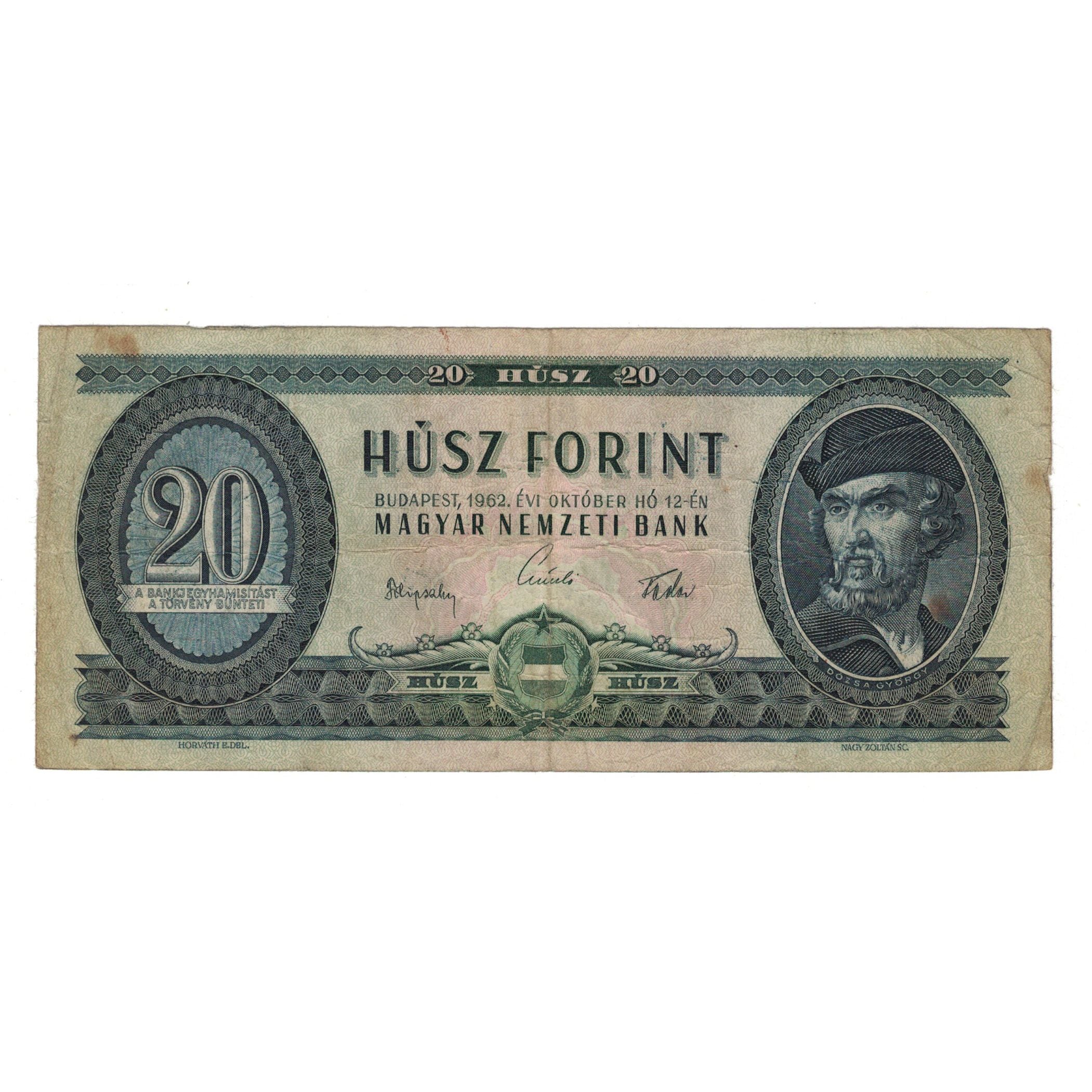 Nota, Hungria, 20 Forint, 1962, 1962-10-12, KM:169c, VF(20-25)
