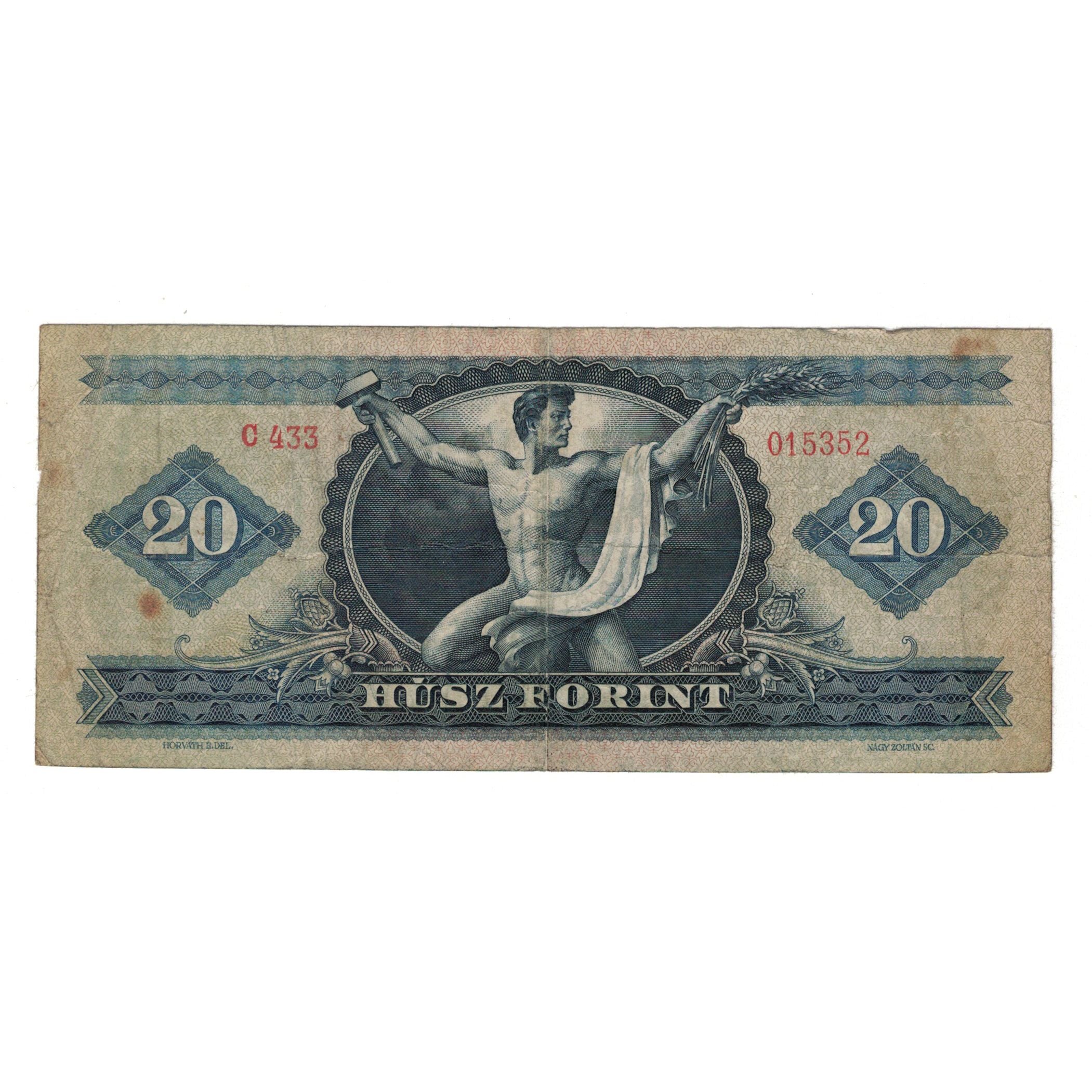 Nota, Hungria, 20 Forint, 1962, 1962-10-12, KM:169c, VF(20-25)