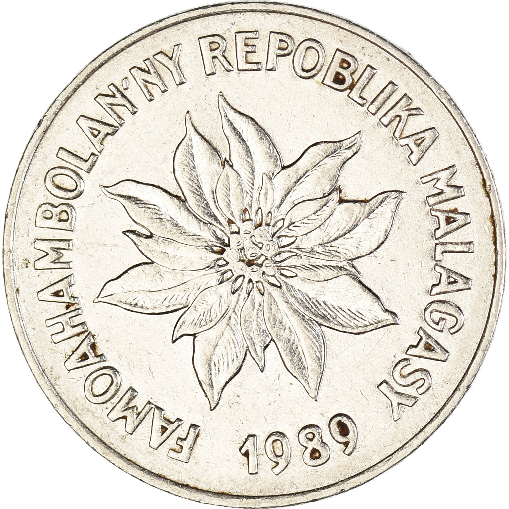Moneta, Madagascar, 5 Francs, Ariary, 1989