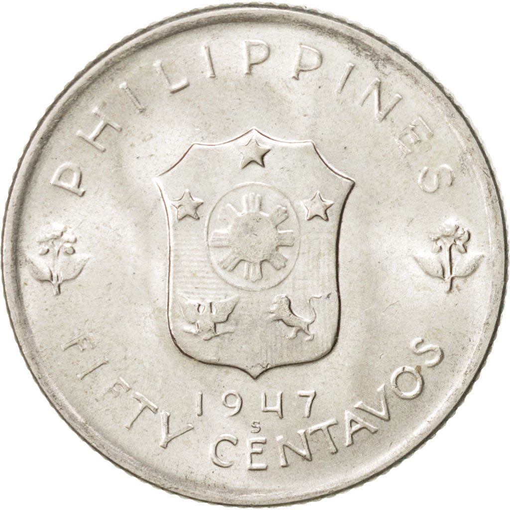 Philippines 50 Centavos 1947 KM:184 MS(63) Silver 27.5