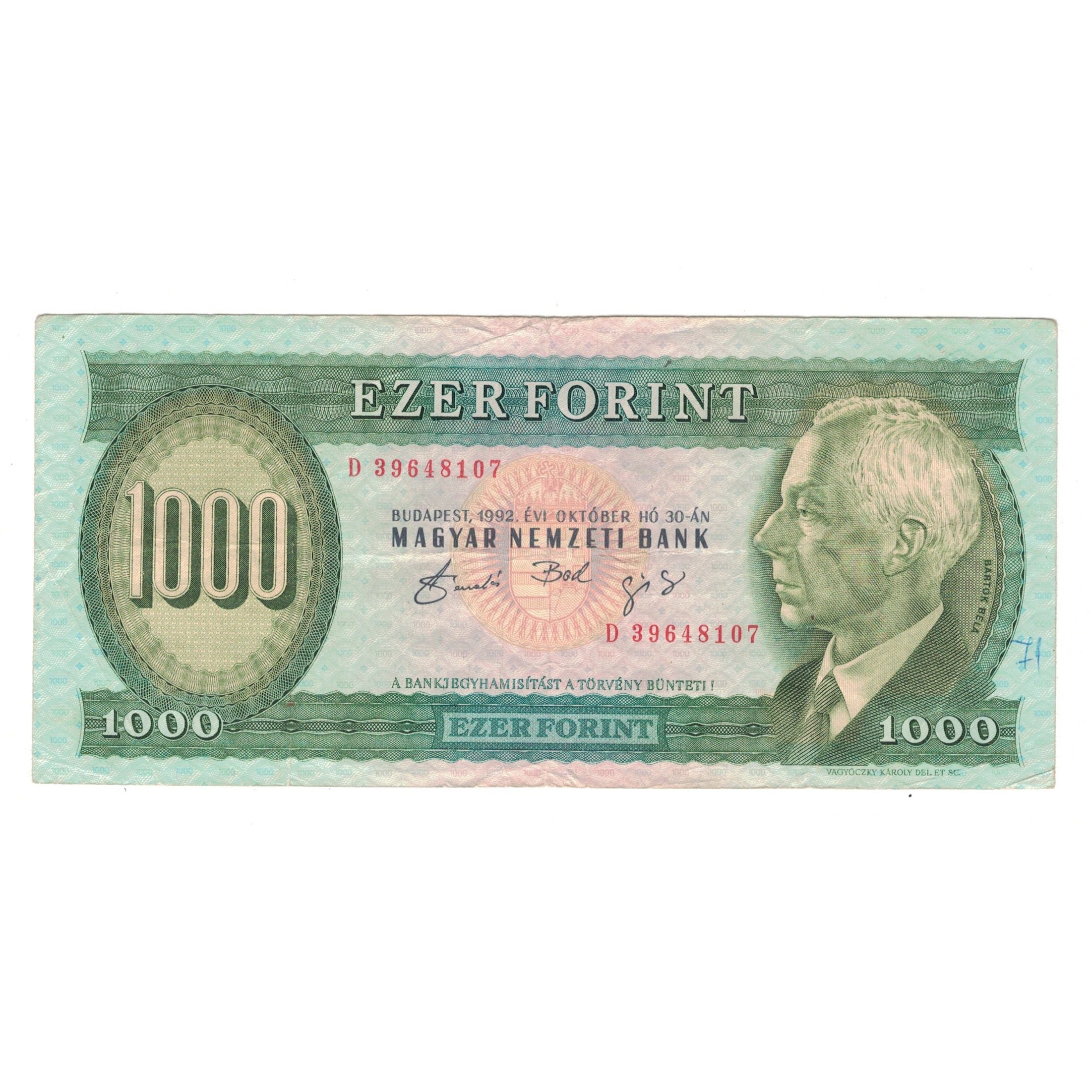 Banconote, Ungheria, 1000 Forint, 1992, 1992-10-30, KM:176a, BB