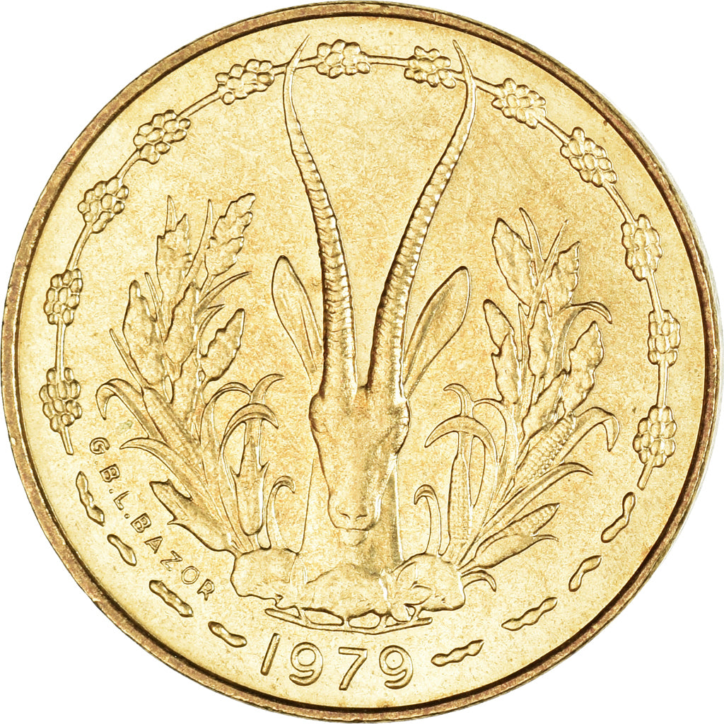Münze, West African States, 5 Francs, 1979