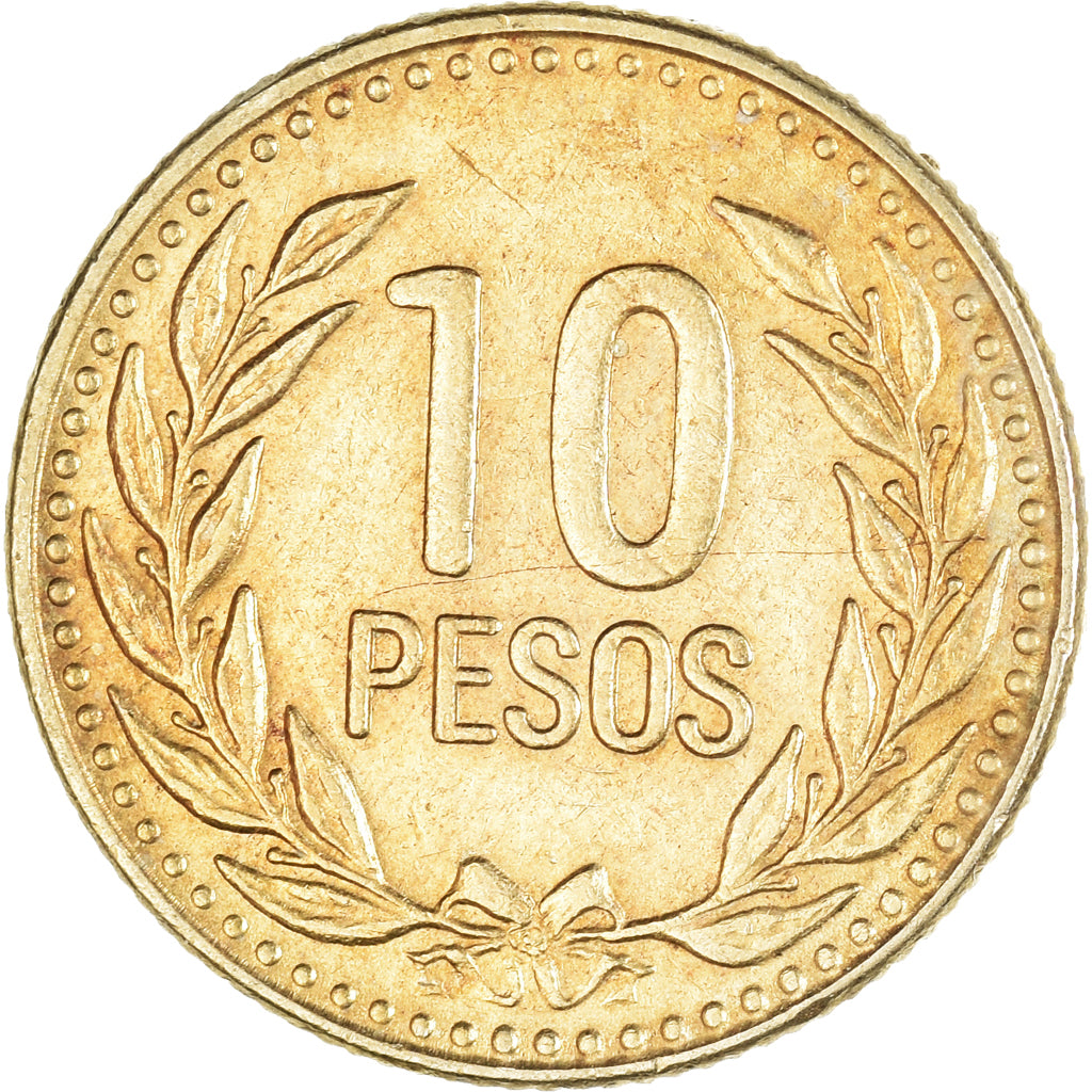 Monnaie, Colombie, 10 Pesos, 1989