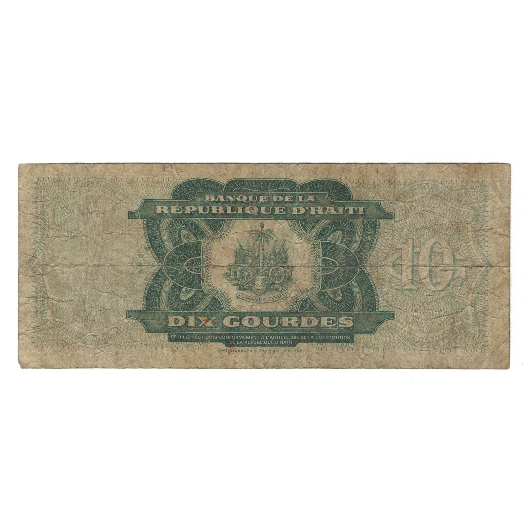 Banknote, Haiti, 10 Gourdes, 1992, KM:256a, VG(8-10)