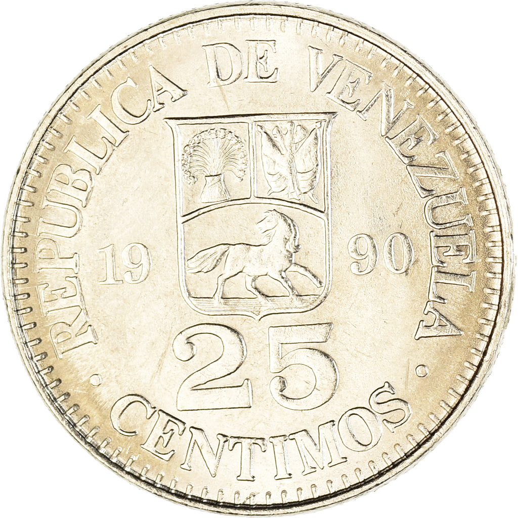 Moneda, Venezuela, 25 Centimos, 1990