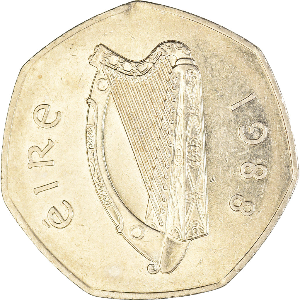 Moneta, Irlanda, 50 Pence, 1988