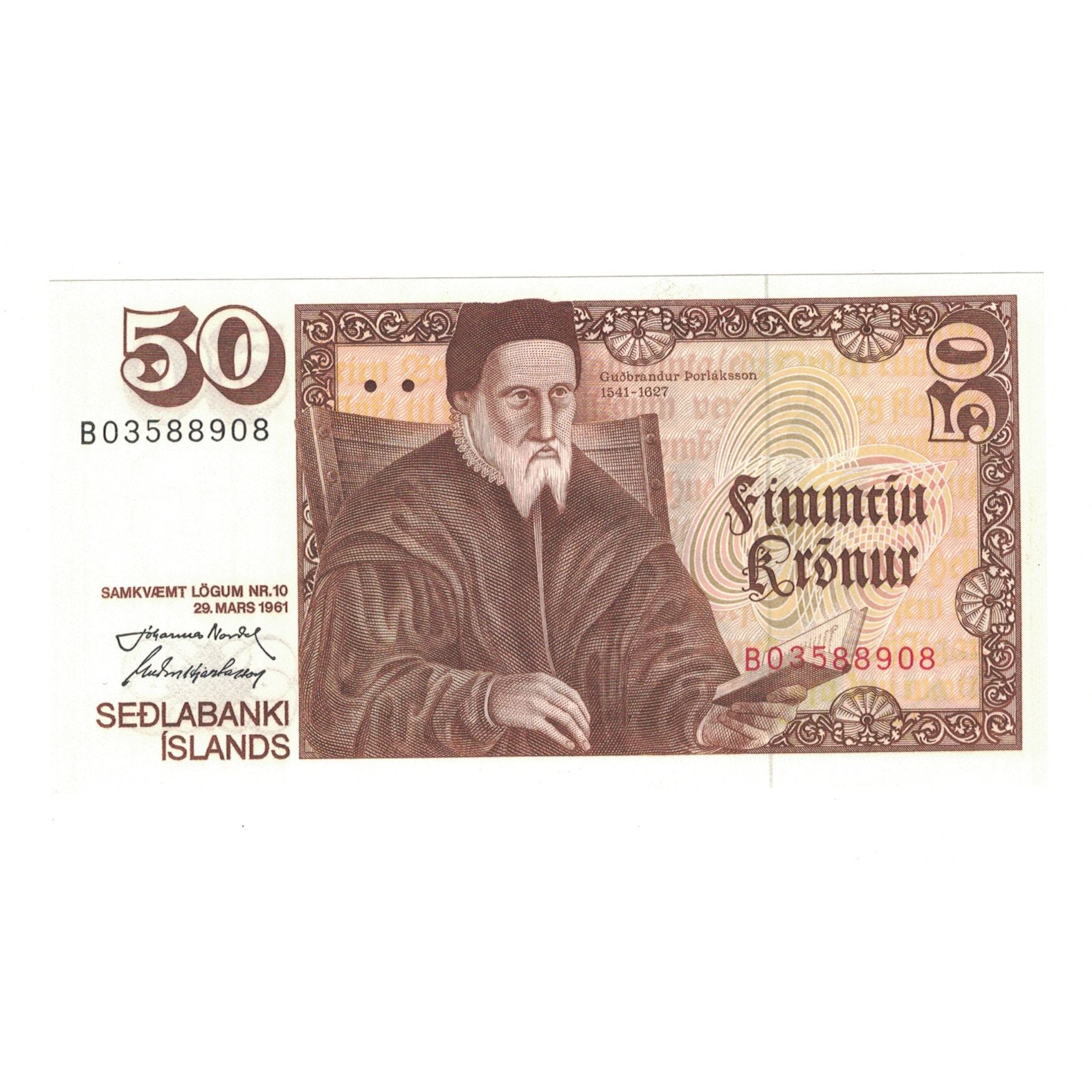 Banknote, Iceland, 50 Kronur, 1961, 1961-03-29, KM:49a, UNC(65-70)