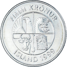 Coin, Iceland, 5 Kronur, 1999