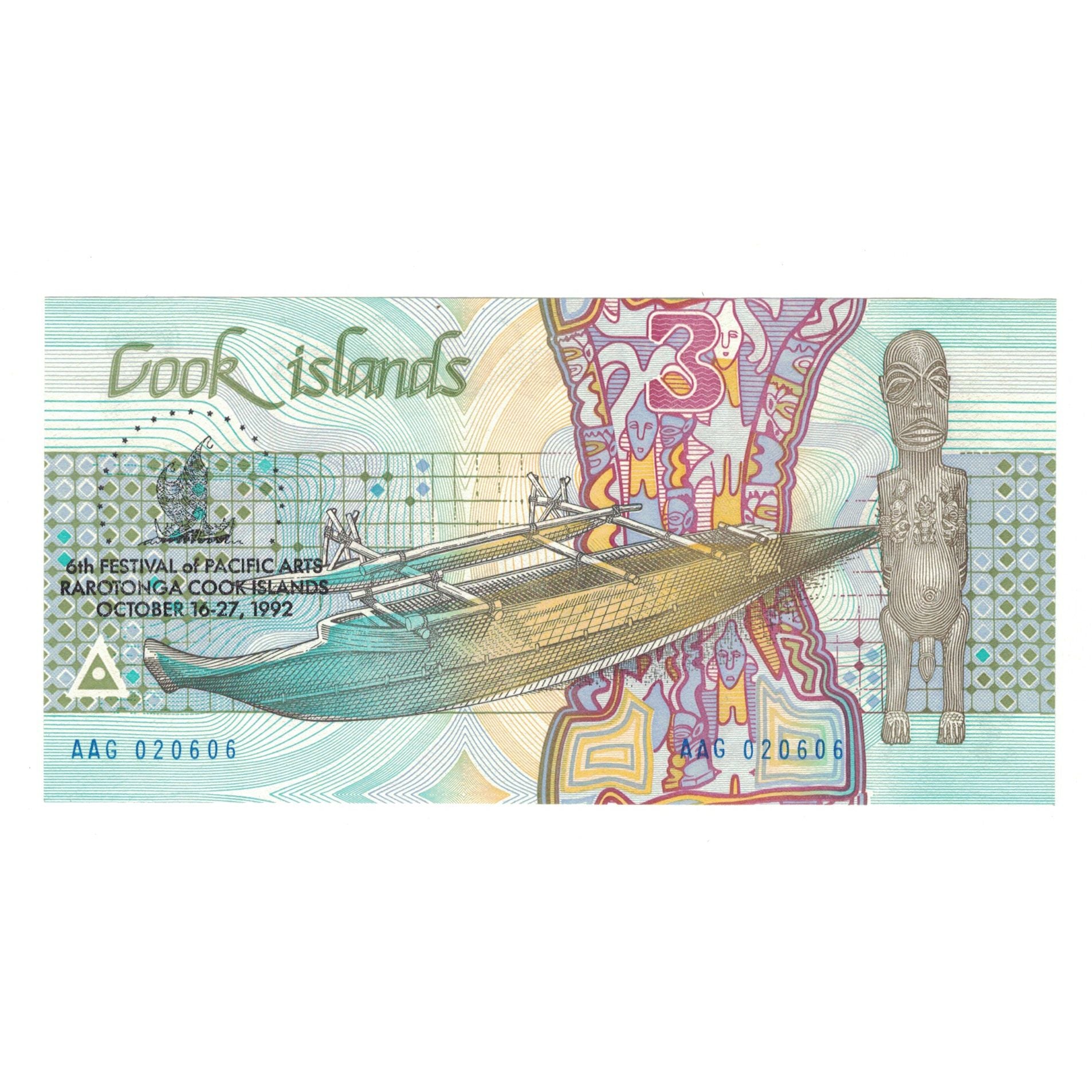 Banknot, Wyspy Cooka, 3 Dollars, KM:3a, UNC(65-70)