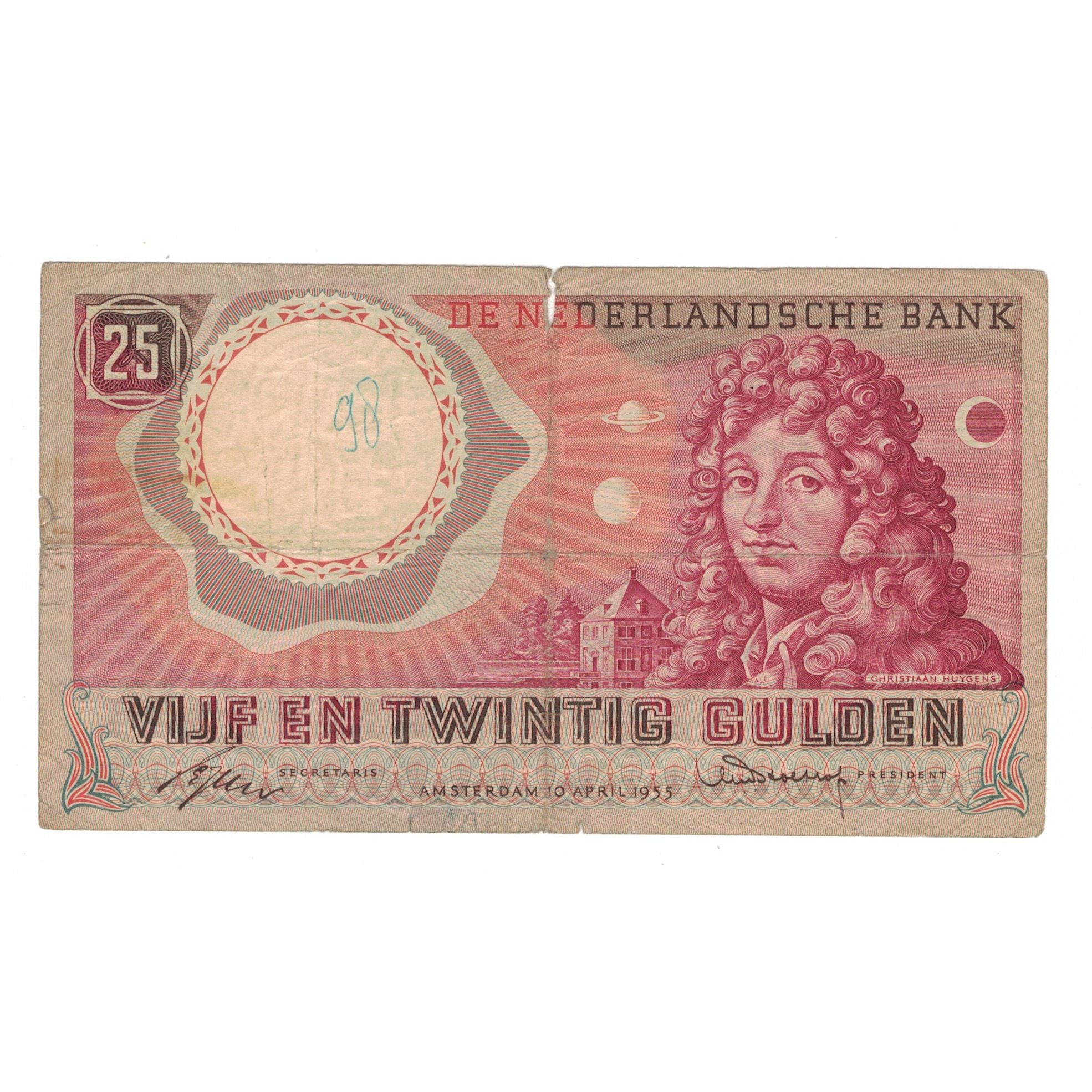 Banknote, Netherlands, 25 Gulden, 1955, 1955-04-10, KM:87, VG(8-10)