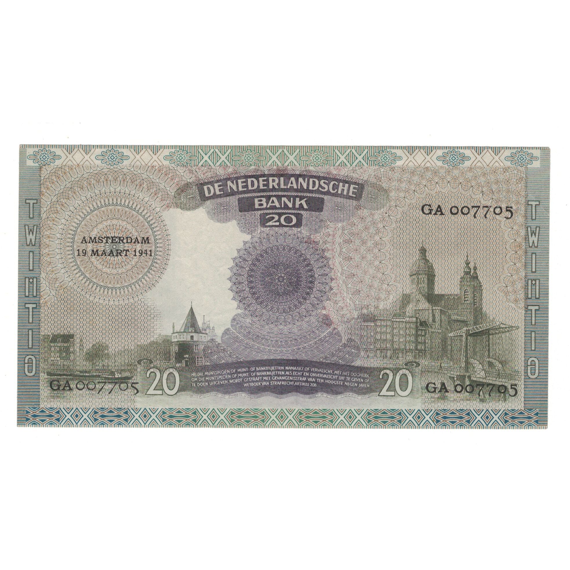 Biljet, Nederland, 20 Gulden, 1941, 1941-03-19, KM:54, TTB+