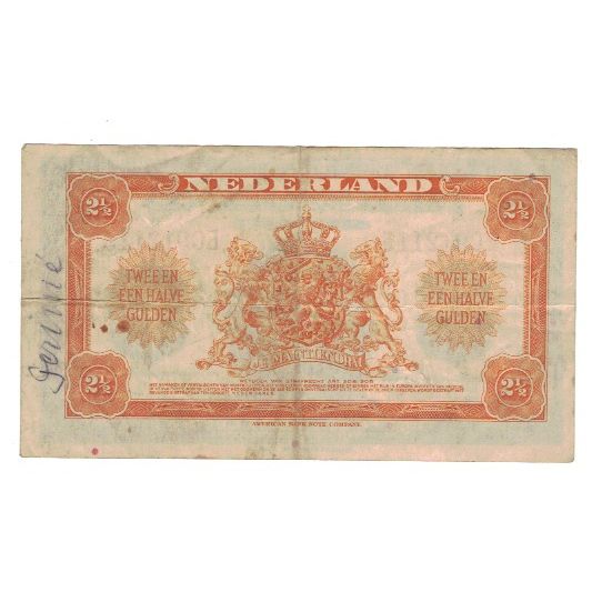Banknote, Netherlands, 2 1/2 Gulden, 1943, 1943-02-04, KM:65a, VF(30-35)