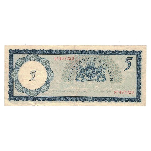 Banknote, Netherlands Antilles, 5 Gulden, 1962, 1962-01-02, KM:1a, VF(30-35)