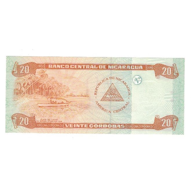 Banknote, Nicaragua, 20 Cordobas, 2002, 2002-04-10, KM:192, UNC(65-70)