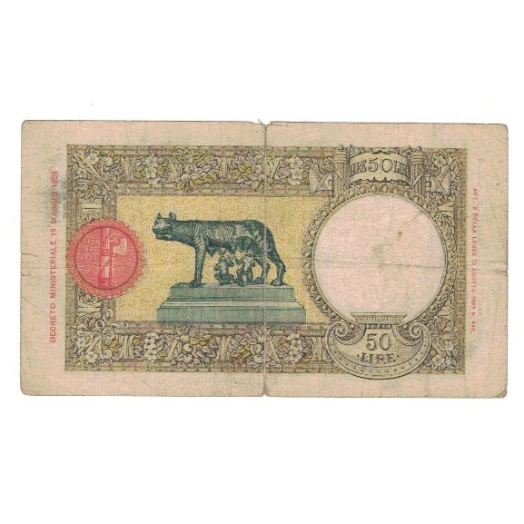 Banknote, Italy, 50 Lire, 1933, 1933-10-10, KM:54a, VF(20-25)