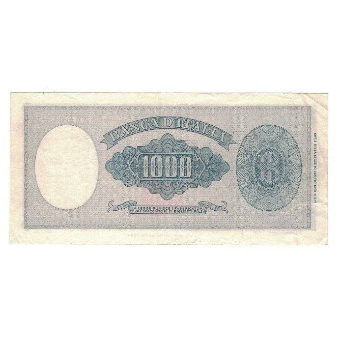 Banknote, Italy, 1000 Lire, 1947, 1947-08-14, KM:88a, EF(40-45)