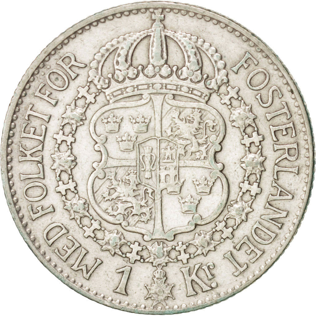Svezia, Gustaf V, Krona, 1935, BB, Argento, KM:786.2
