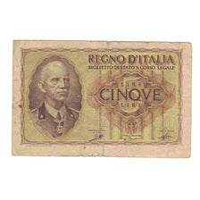 Banconote, Italia, 5 Lire, KM:28, MB