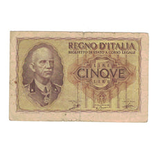 Billete, 5 Lire, Italia, KM:28, BC