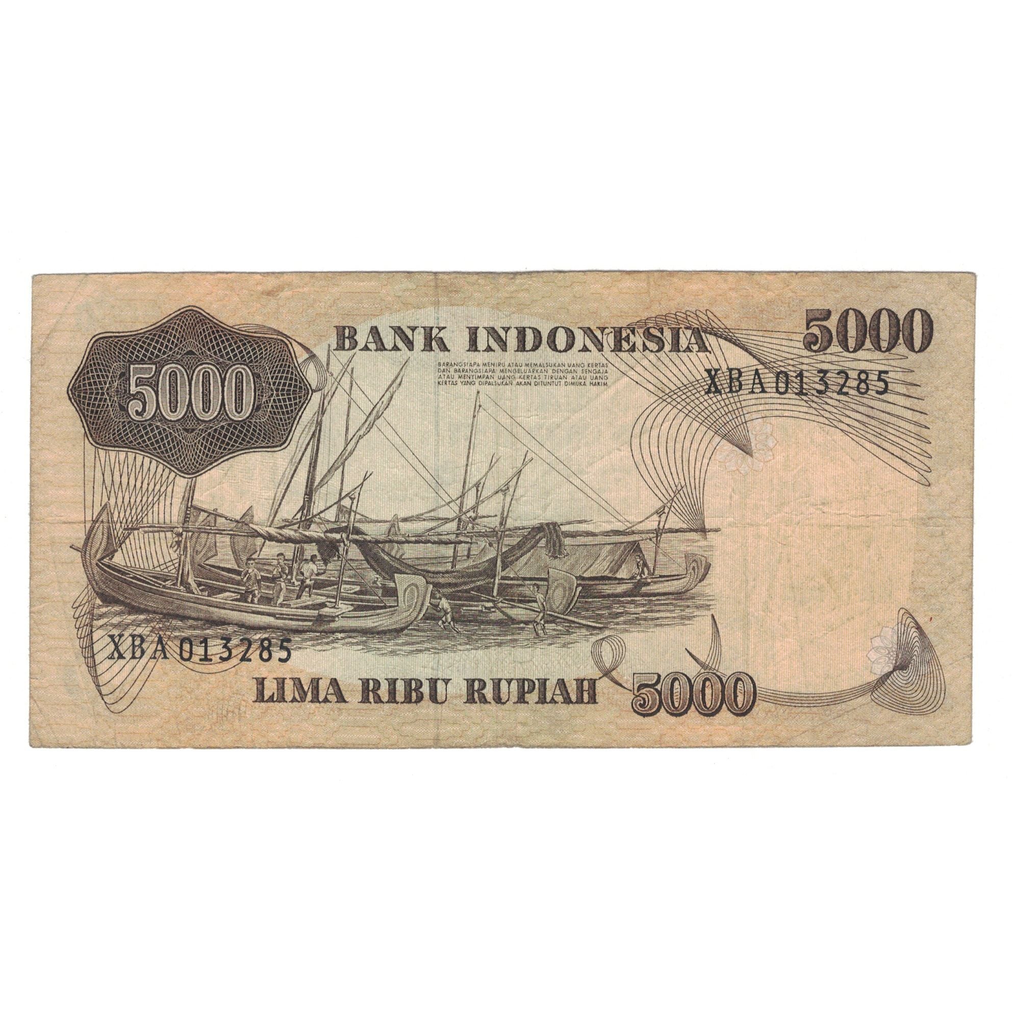 Banconote, Indonesia, 5000 Rupiah, 1975, KM:114a, MB