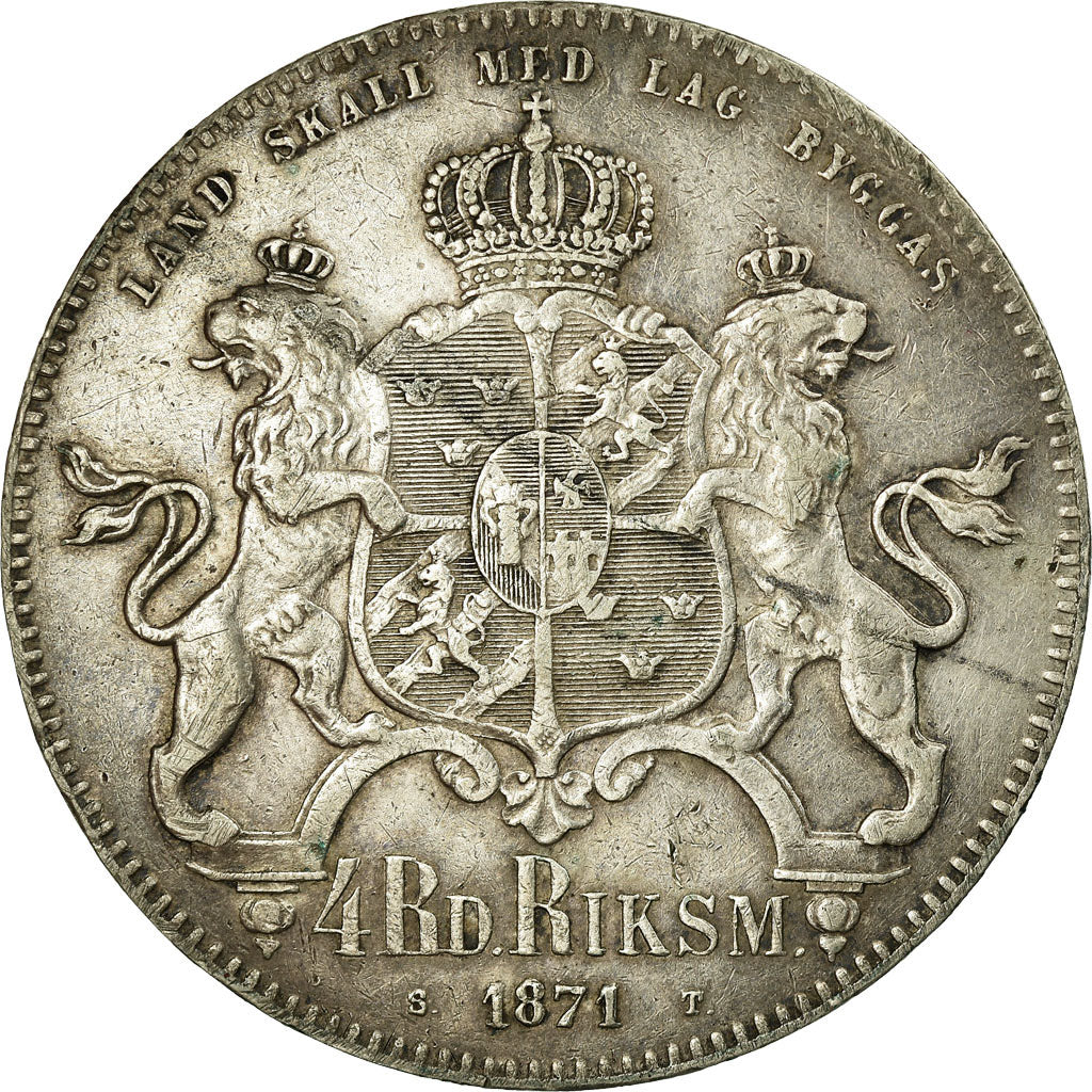 Moneta, Szwecja, Carl XV Adolf, Riksdaler Specie, 4 Riksdaler Riksmynt, 1871