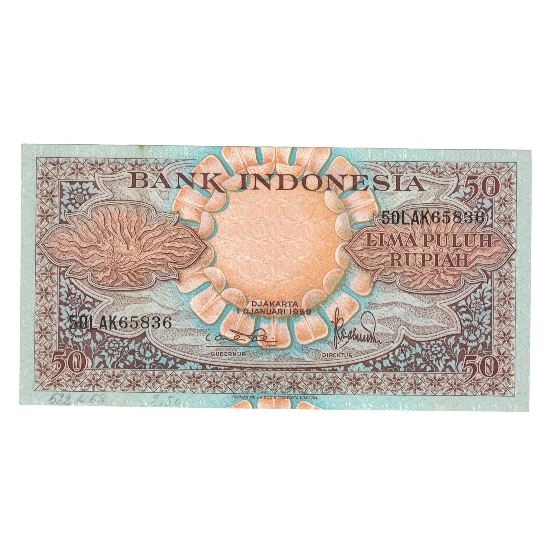 Banknote, Indonesia, 50 Rupiah, 1959, 1959-01-01, KM:68a, VF(30-35)