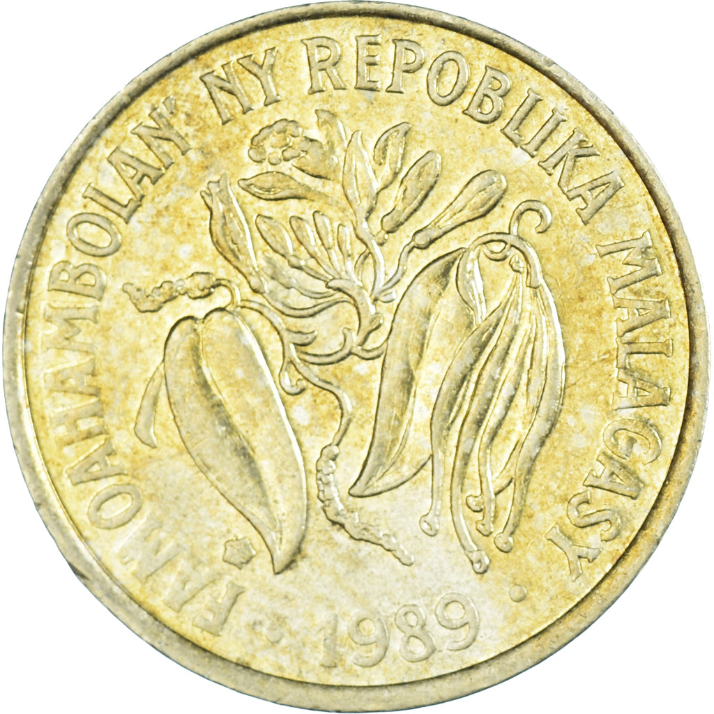 Coin, Madagascar, 10 Francs, 2 Ariary, 1989