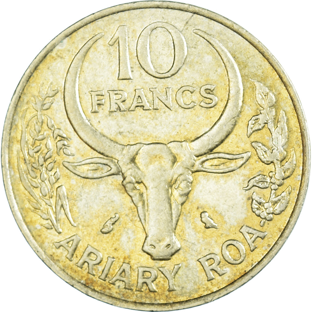 Coin, Madagascar, 10 Francs, 2 Ariary, 1989