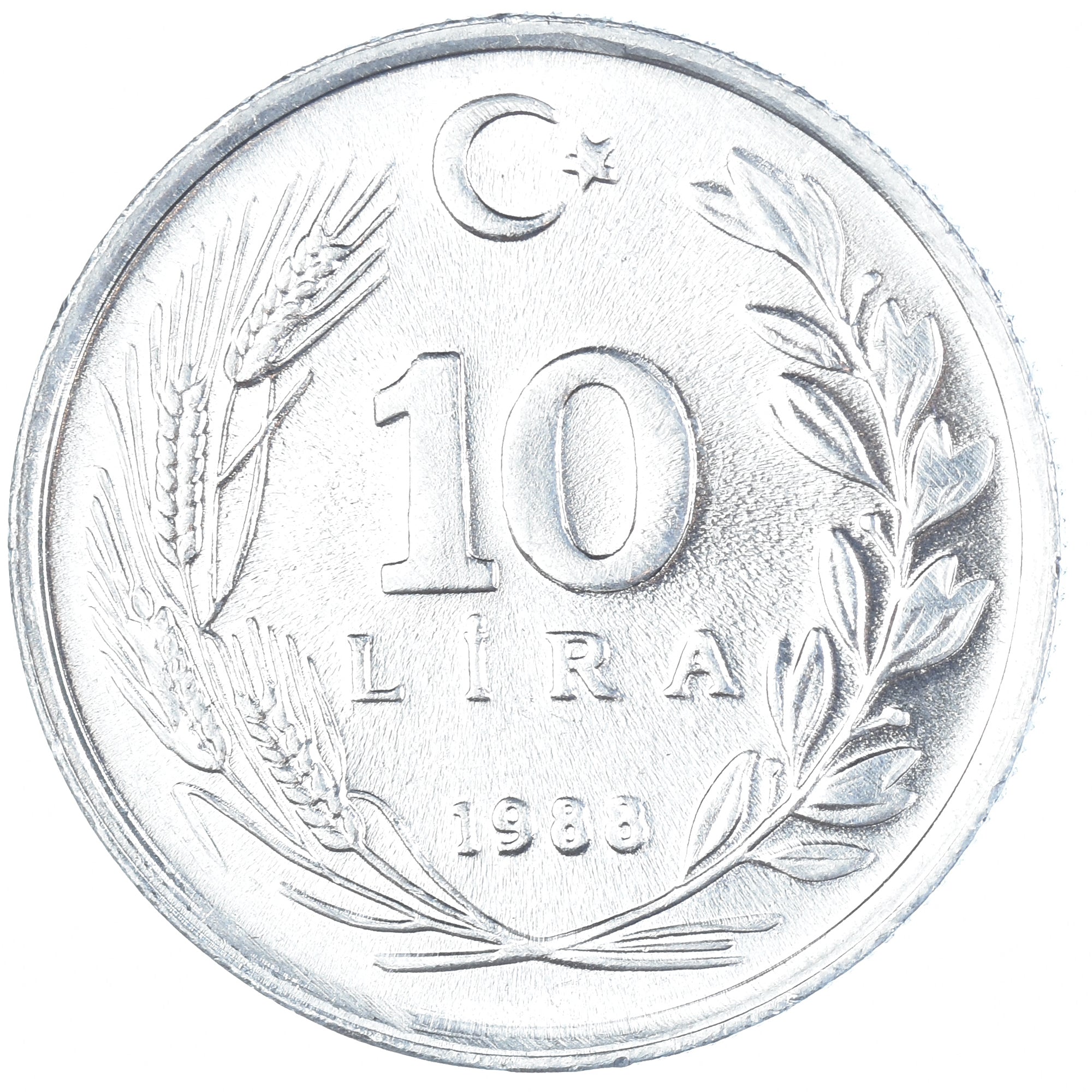 Moeda, Turquia, 10 Lira, 1988
