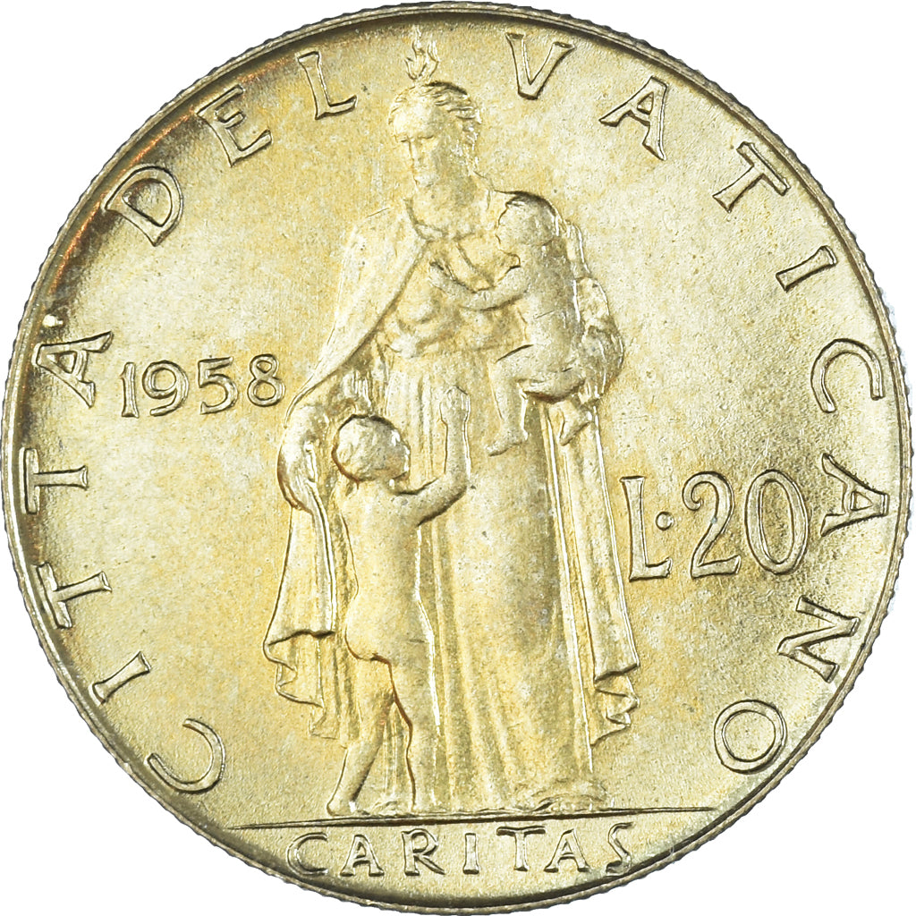 Moneta, CITTÀ DEL VATICANO, 20 Lire, 1958